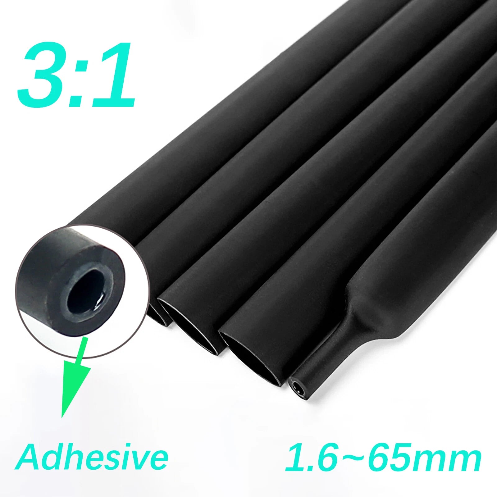 3:1 Ratio Adhesive Glue Lined Heat Shrink Tubing – Waterproof Black Heatshrink