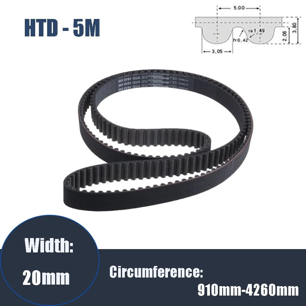 5M Pitch Closed-Loop Synchronous Timing Belt – Rubber, 20mm Wide