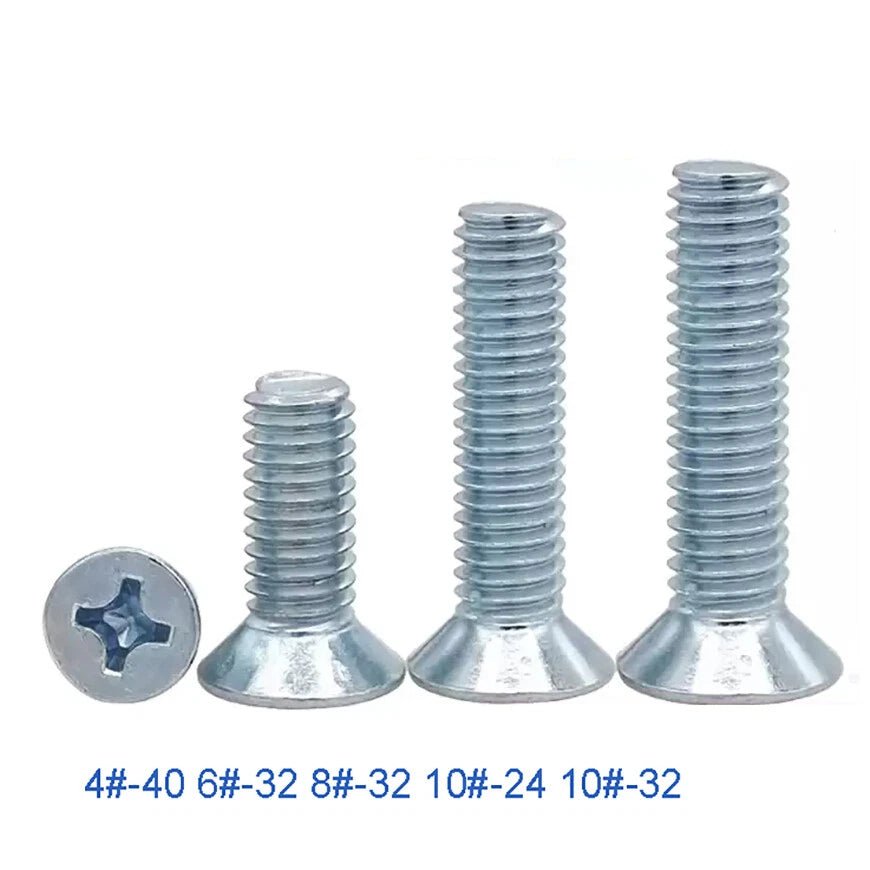 Zinc Plated Phillips Flat Head Machine Screws — 4 - 40 to 10 - 32, Multiple Lengths - HomeDIYer