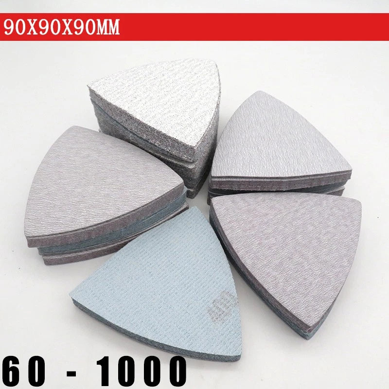 90mm Dry White Triangle Sanding Discs Pads Hook & Loop Sandpaper Grit 60 - 1000