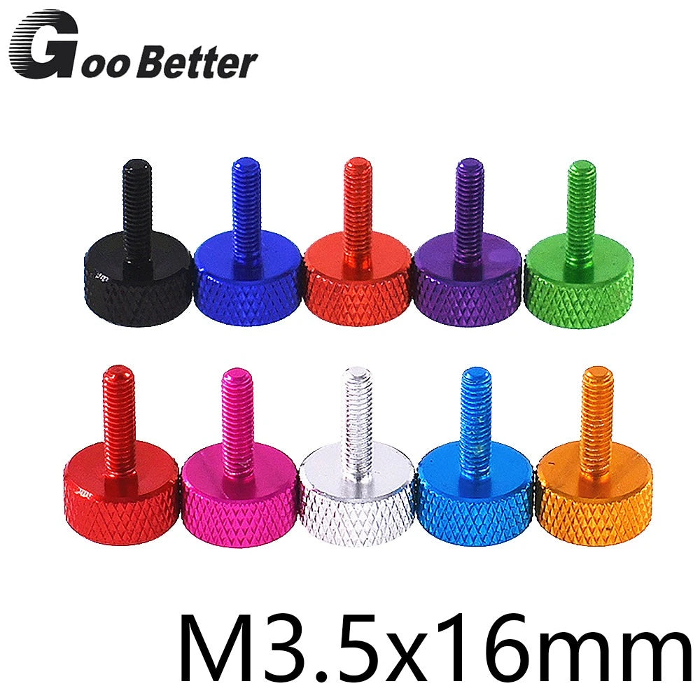 M3.5x16mm Aluminium Knurled Thumb Screws – Flat Head Hand Grip Bolts for PC Case