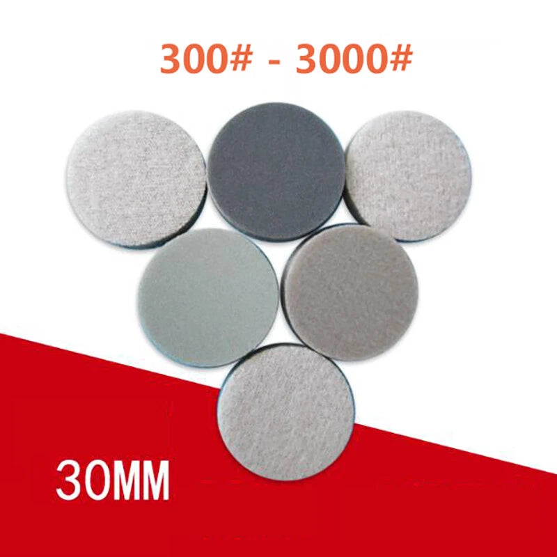 30mm Wet and Dry Sanding Discs Sandpaper 300-3000 Grit Hook and Loop Pads Green