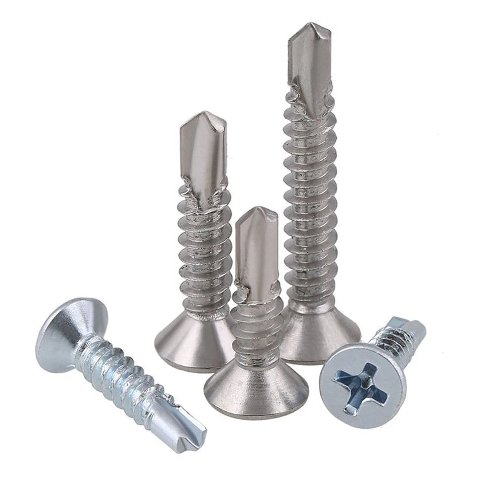Phillips Countersunk Self Drilling Screws – M4.2 M4.8, 410 Stainless & Blue Zinc Plated Steel