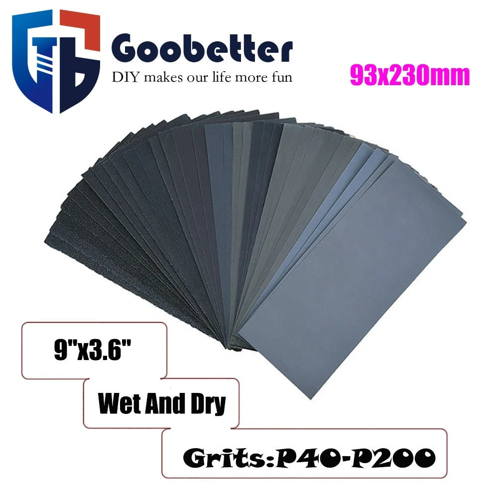 Mixed Grit Silicon Carbide Wet & Dry Sandpaper — P60 to P7000 93x230mm Assortment for Wood Metal Auto