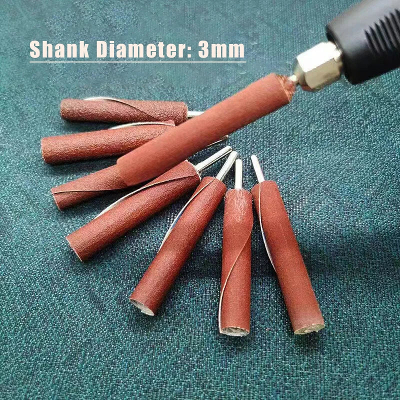 3mm Shank Sanding Cloth Grinding Heads 120 Grit – 6/8/10mm for Rotary Tool Polishing