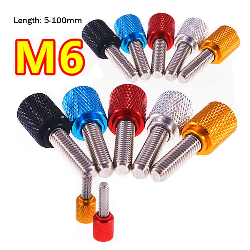 High Type Knurled Thumb Screws M6 x 5-100mm Aluminium Alloy Hand Grip Knob Bolts
