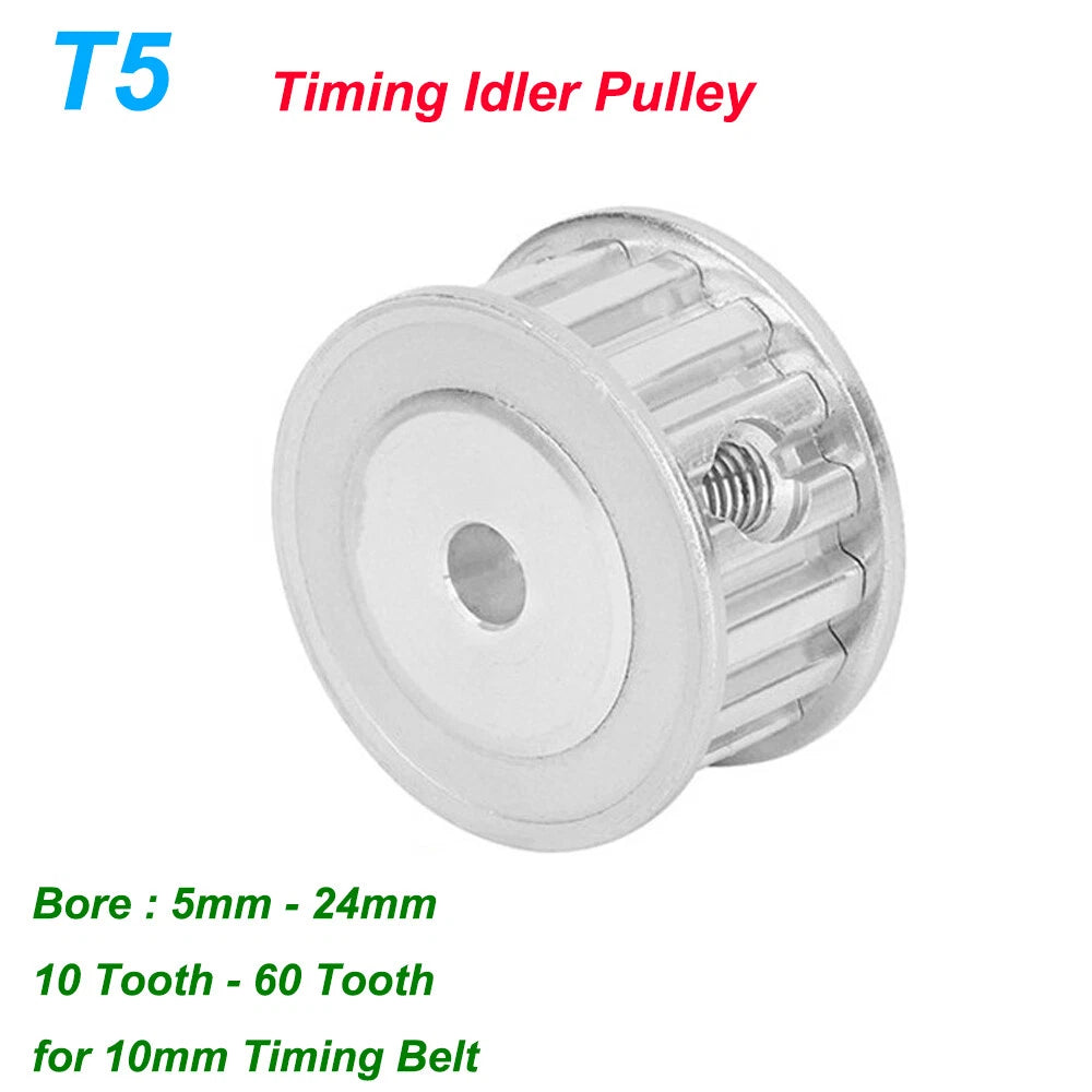 T5 Timng Idler Drive Pulley 10-60 Tooth Gear Bore 5mm-24mm for 10mm Width Belt