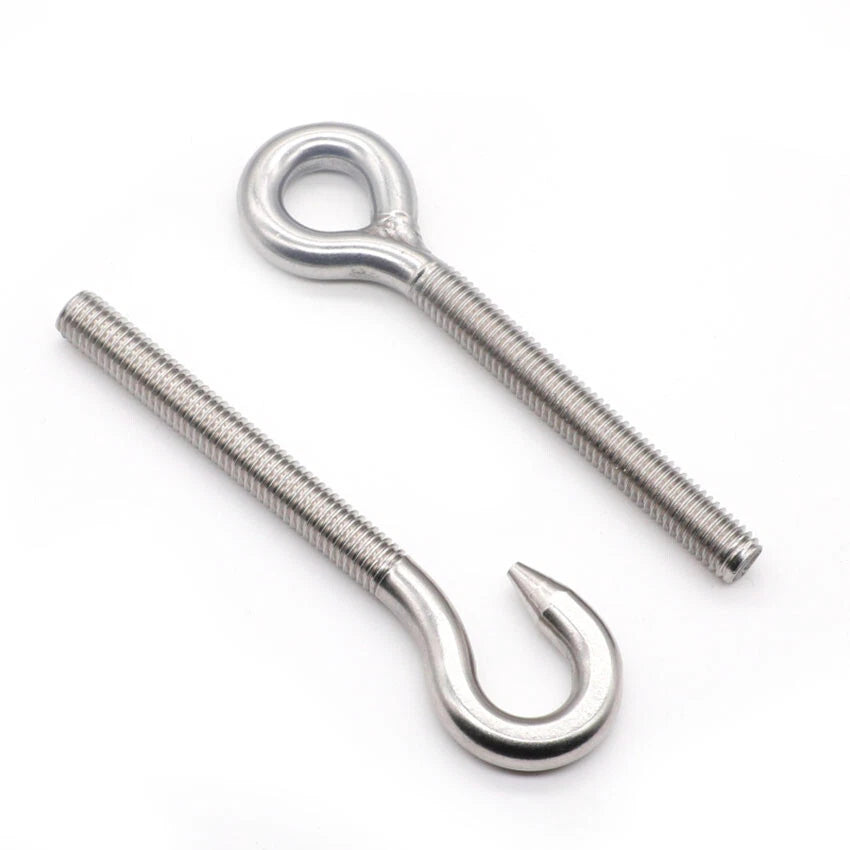 Stainless Steel 304 Screw Hooks & Screw Eyes – Large & Small Loop, Cup Style, M4 to M12 Metric Sizes