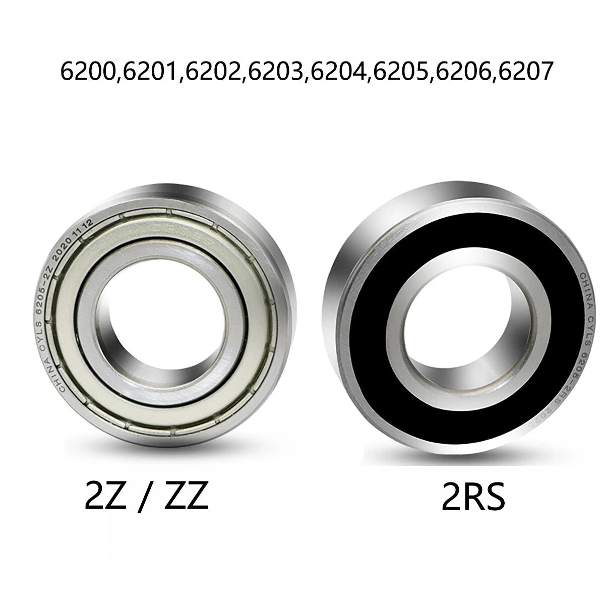 6200-6207 Ball Bearings Rubber 2RS-Metal ZZ Seals Select Your Size