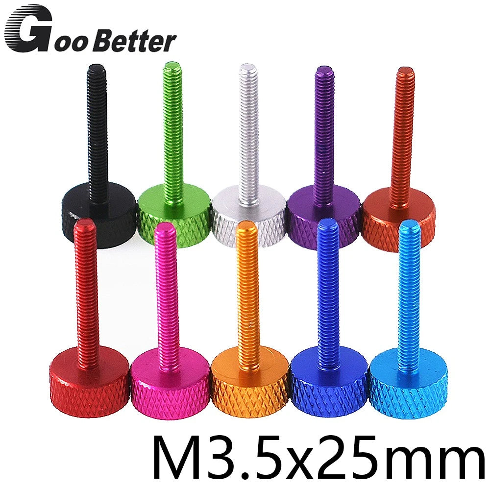 M3.5x25mm Aluminium Knurled Flat Head Thumb Screws for PC Case — Hand Grip Knob Bolts