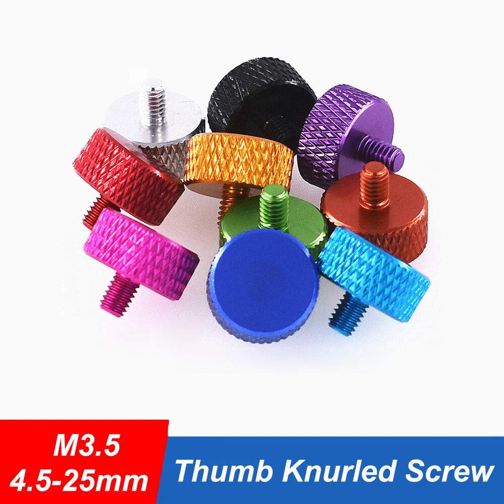 Knurled Thumb Screws M3.5*4-20mm Aluminum Alloy DIY Hand Tighten Grip Knob Bolts