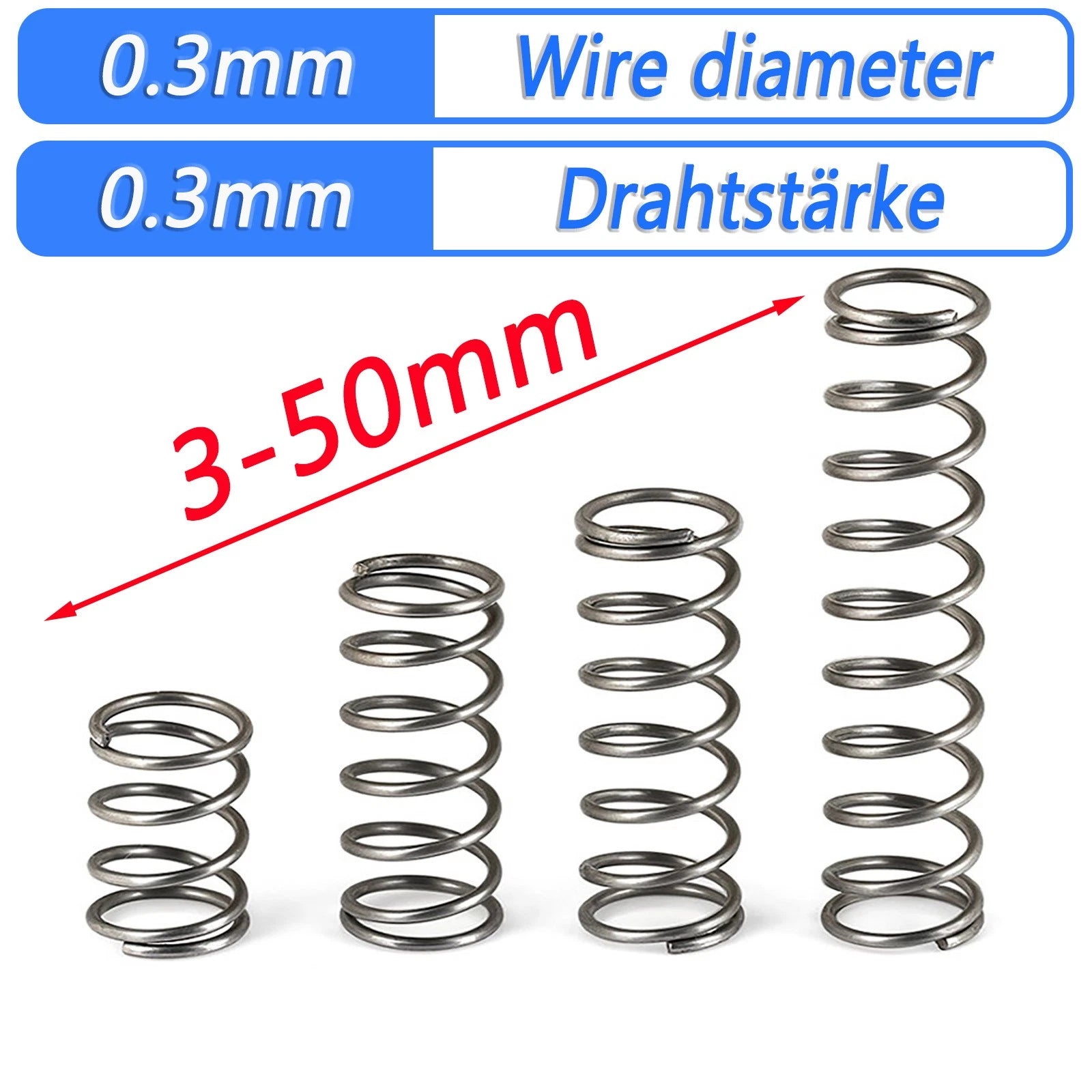 Spring Steel Compression Spring Pressure Coil Spring Wire 0.3mm OD 1.5-6mm Shop