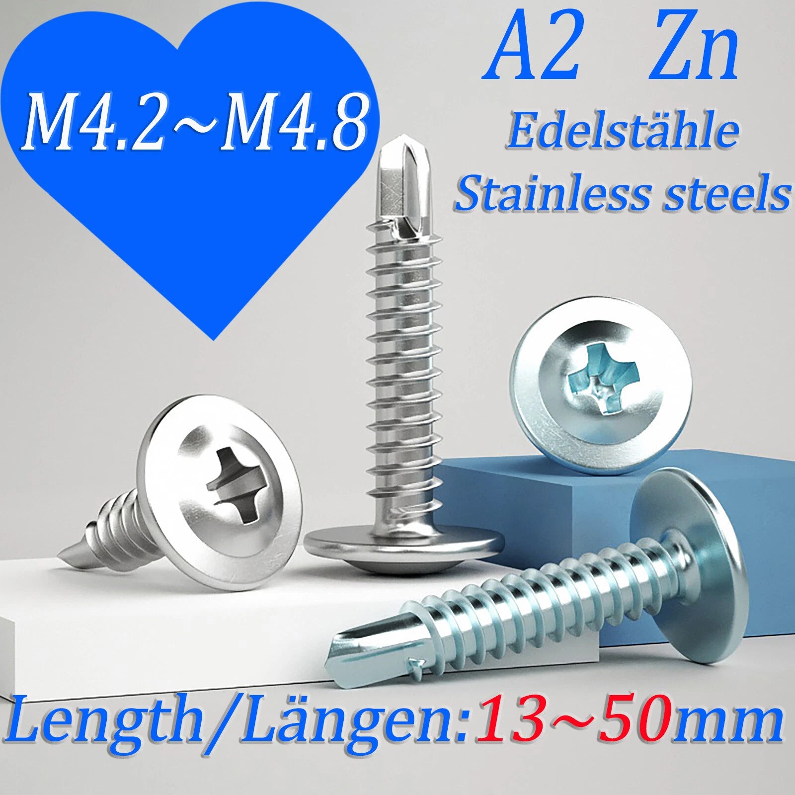 Self Drilling Wafer Head Screws – 304/410 Stainless & Galvanized Steel, M4.2 M4.8