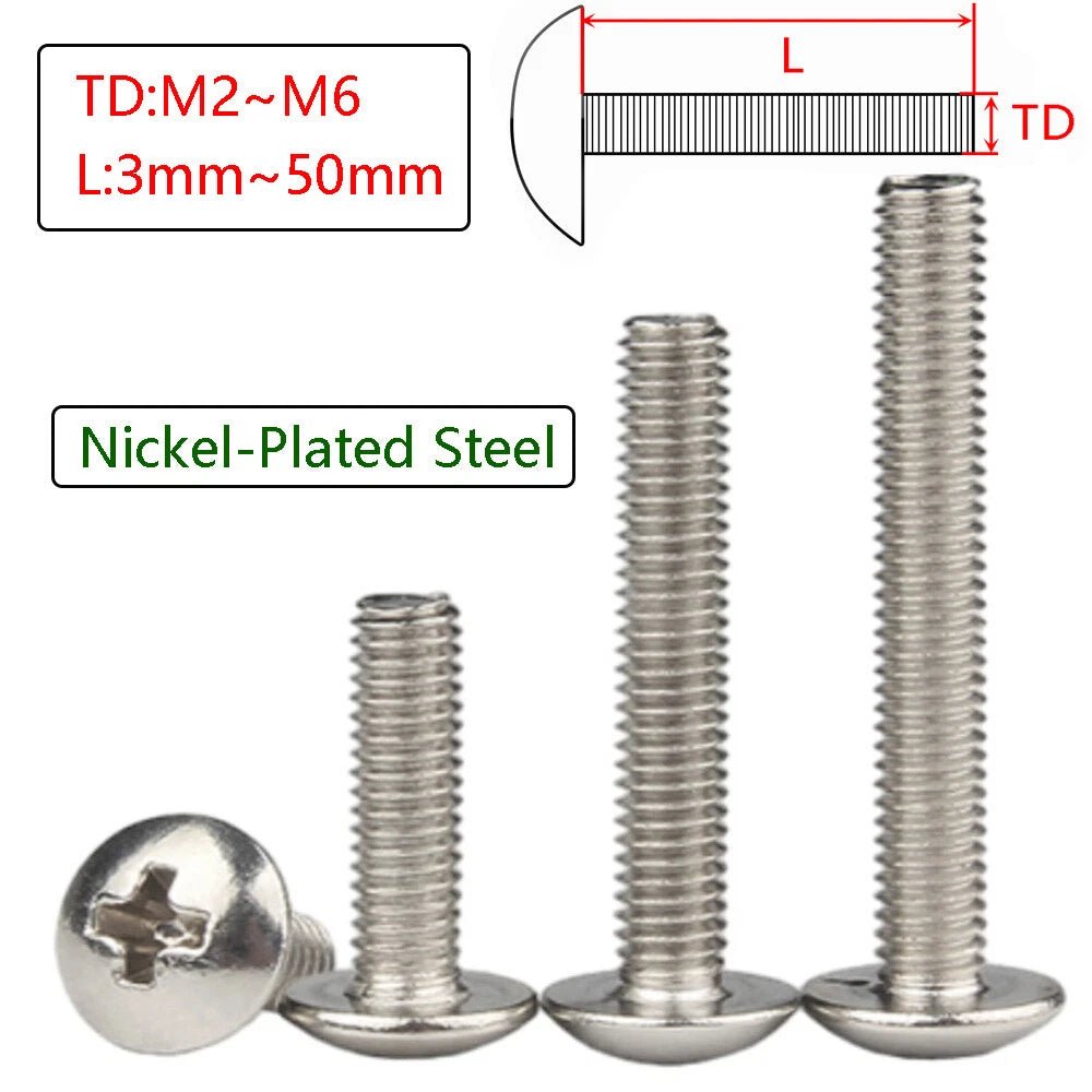 Phillips Button Head Machine Screws — Steel M2 M2.5 M3 M4 M5 M6 - HomeDIYer