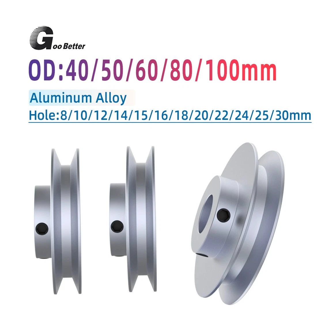 Aluminium Single-slot Belt Pulleys OD 40/50/60/80/100mm for A-type Triangle Belt