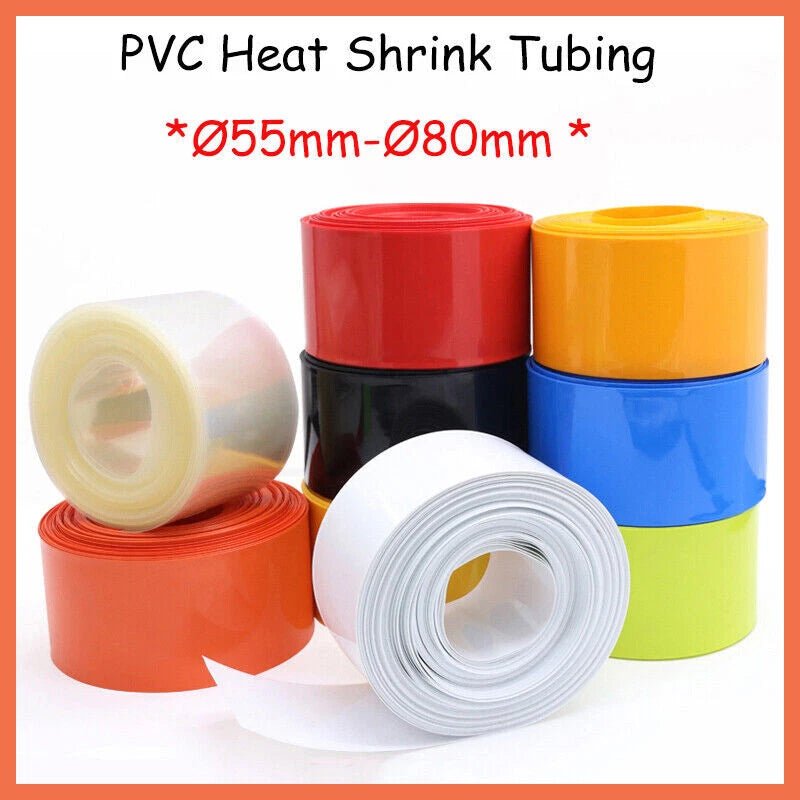 PVC Heat Shrink Tubing for RC Battery Packs — 55mm to 80mm, 12 Colors, 1–5 Meter - HomeDIYer