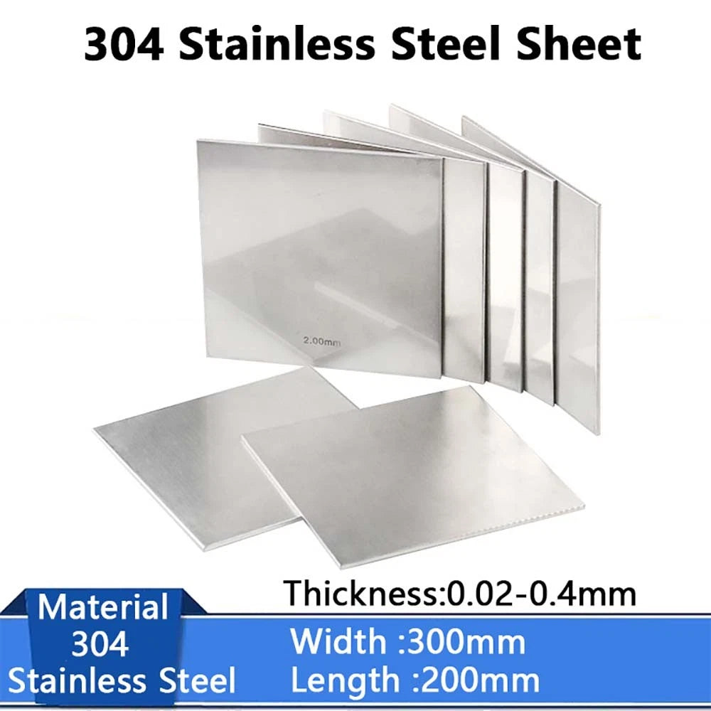 304 Stainless Steel Sheet Metal Plate Thick 0.02-0.4mm Width 300mm Length 200mm