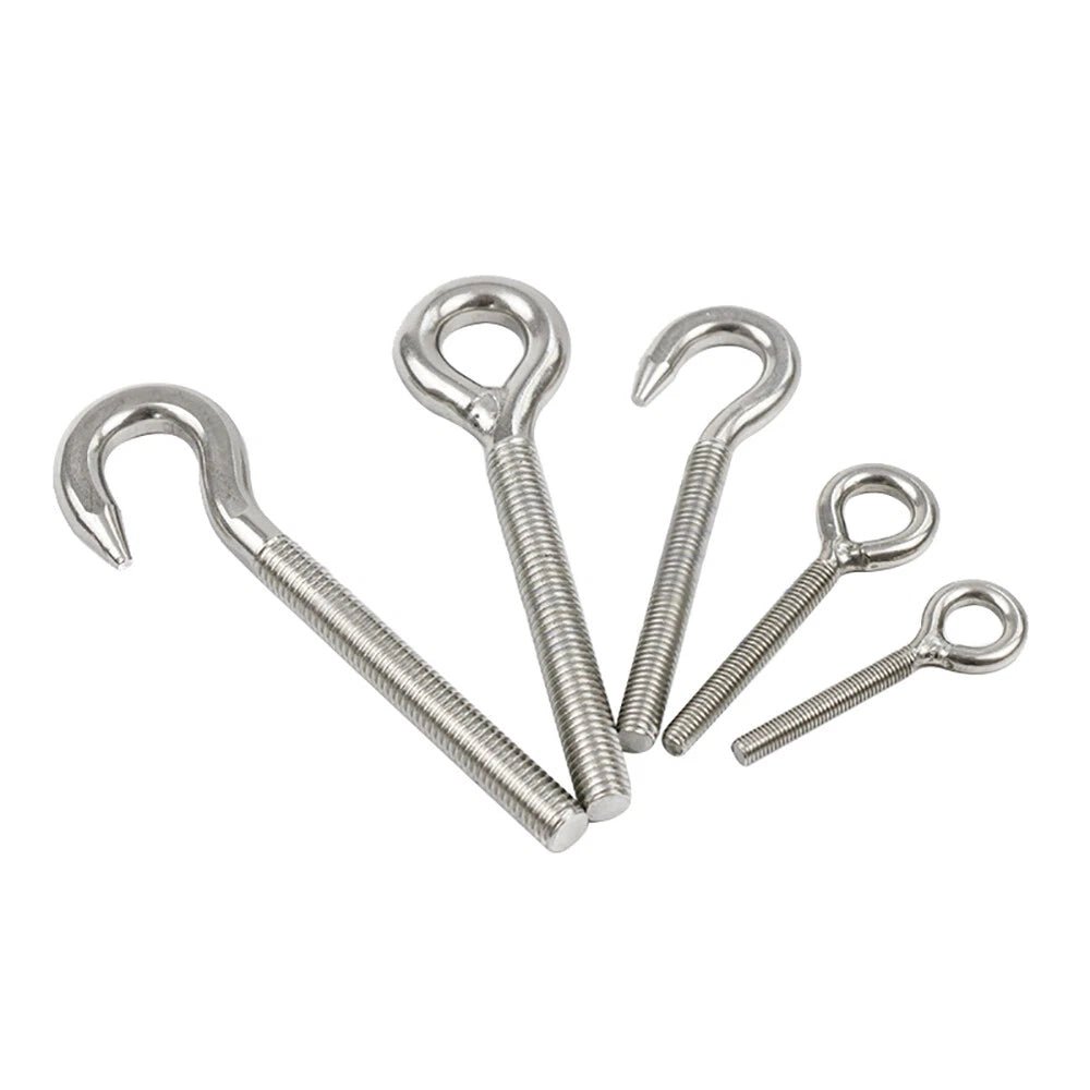Stainless Steel Eye Bolts & Hook Bolts — Wood Thread, M5–M16, A2 304 - HomeDIYer