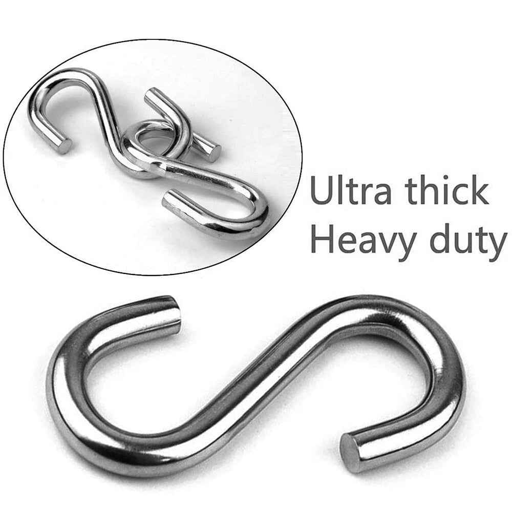 Stainless Steel Small S Hooks 2-8mm Hanging Clothes Kitchen Garage Butcher Tool