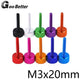 M3×20mm Anodized Aluminum Knurled Thumb Screws — Flat Head Hand-Grip Bolts, 10 Colors