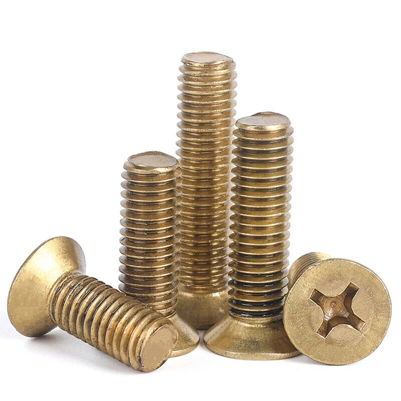 M2 M2.5 M3 M4 Brass Phillips Countersunk Flat Head Machine Screws – Metric, Fully Threaded