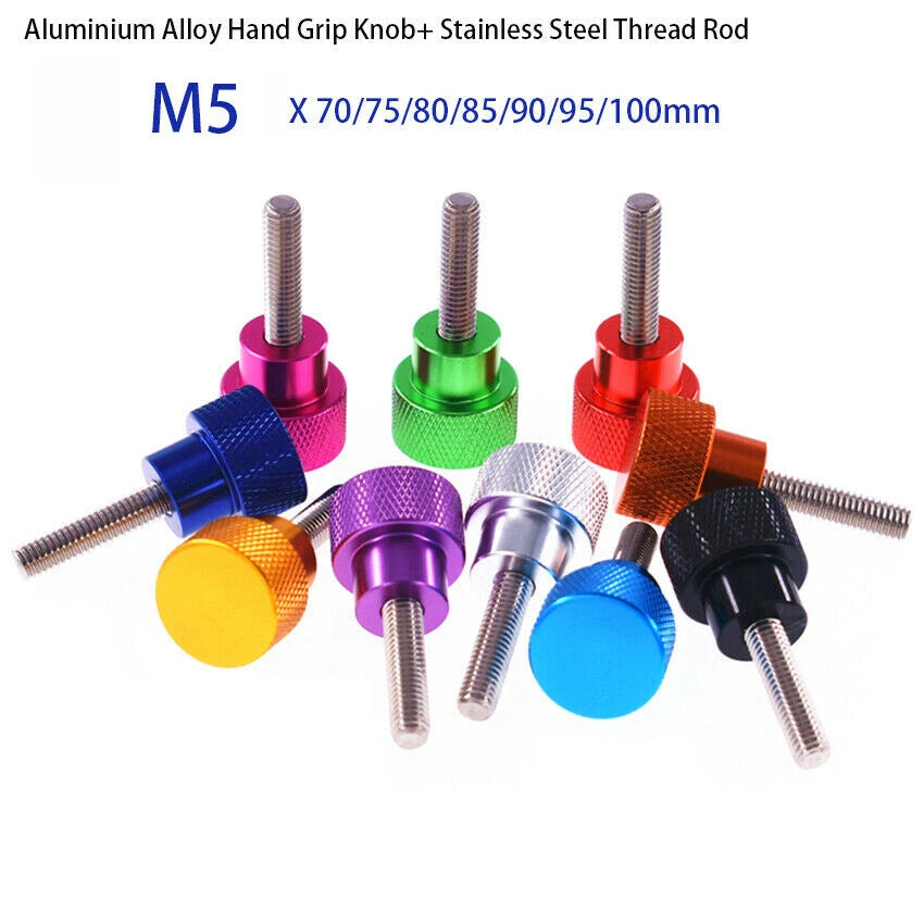 M5 x 70-100mm Knurled Thumb Screws Shoulder Bolts Aluminium Hand Grip Knob High