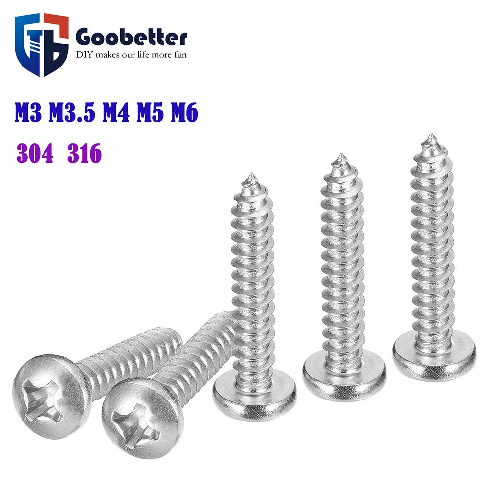 M3 M3.5 M4 M5 M6 Pan Head Self Tapping Screws – 304 Stainless Steel
