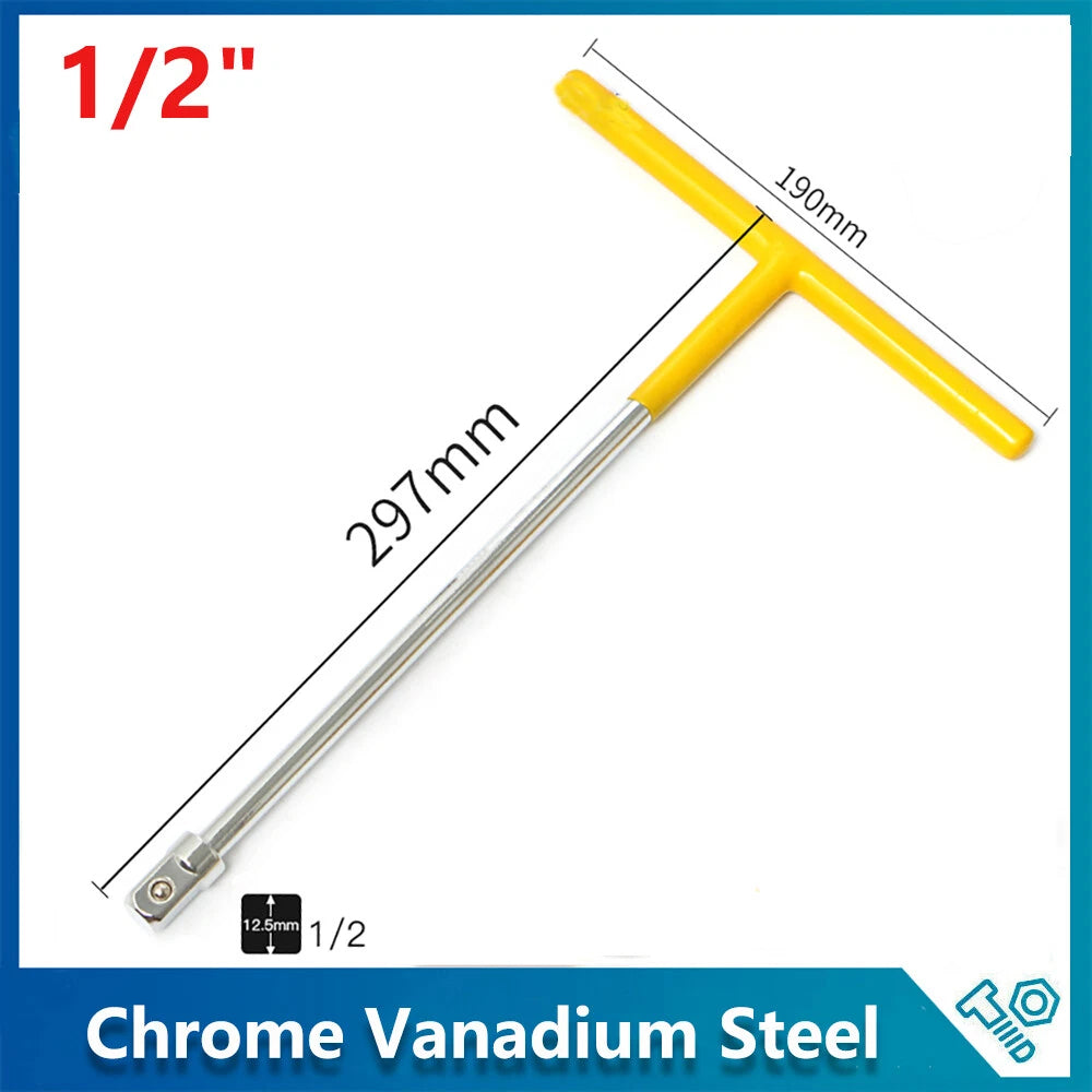 1/2" Drive T-Handle Bar Wrench Extra Long 297mm For Sockets Drive Bit CRV Metric