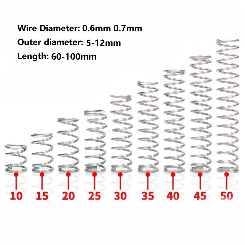 Wire Dia. 0.6 0.7mm OD 5-12mm L: 60-100mm Small Spring Compression Spring Steel