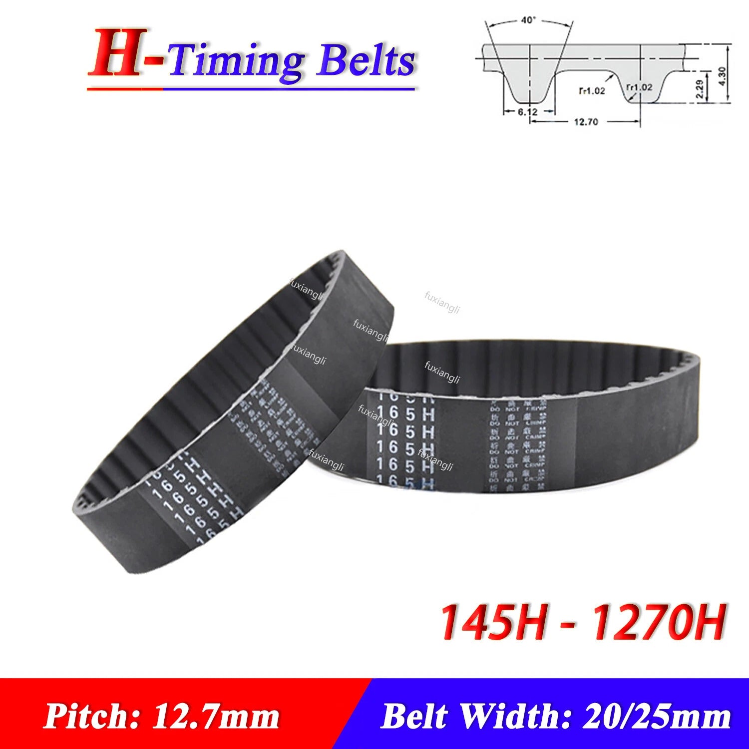 H-Type Timing Belt 12.7mm Pitch — Closed Loop Rubber Synchronous Belt (20mm & 25mm Wide)