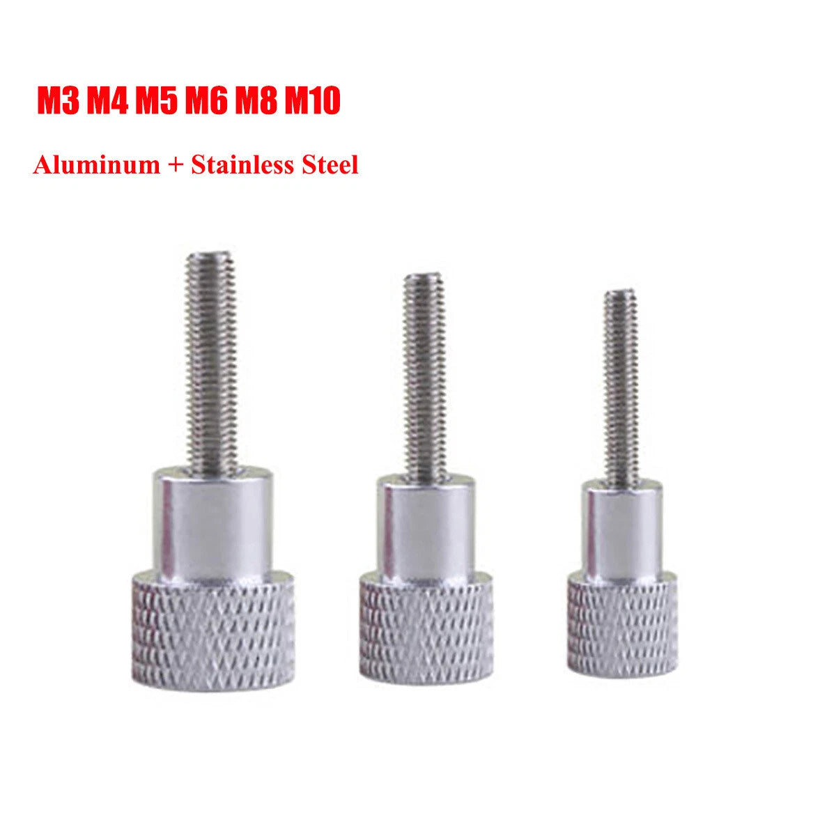 Knurled Thumb Screws with Aluminum Handle — Stainless Steel, M3 to M10