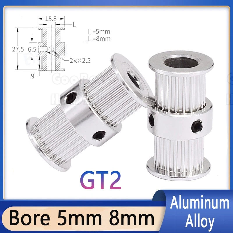 GT2 Timing Belt Drive Pulley 20 Teeth Double-Headed Bore 5 mm 8 mm for CNC 3D