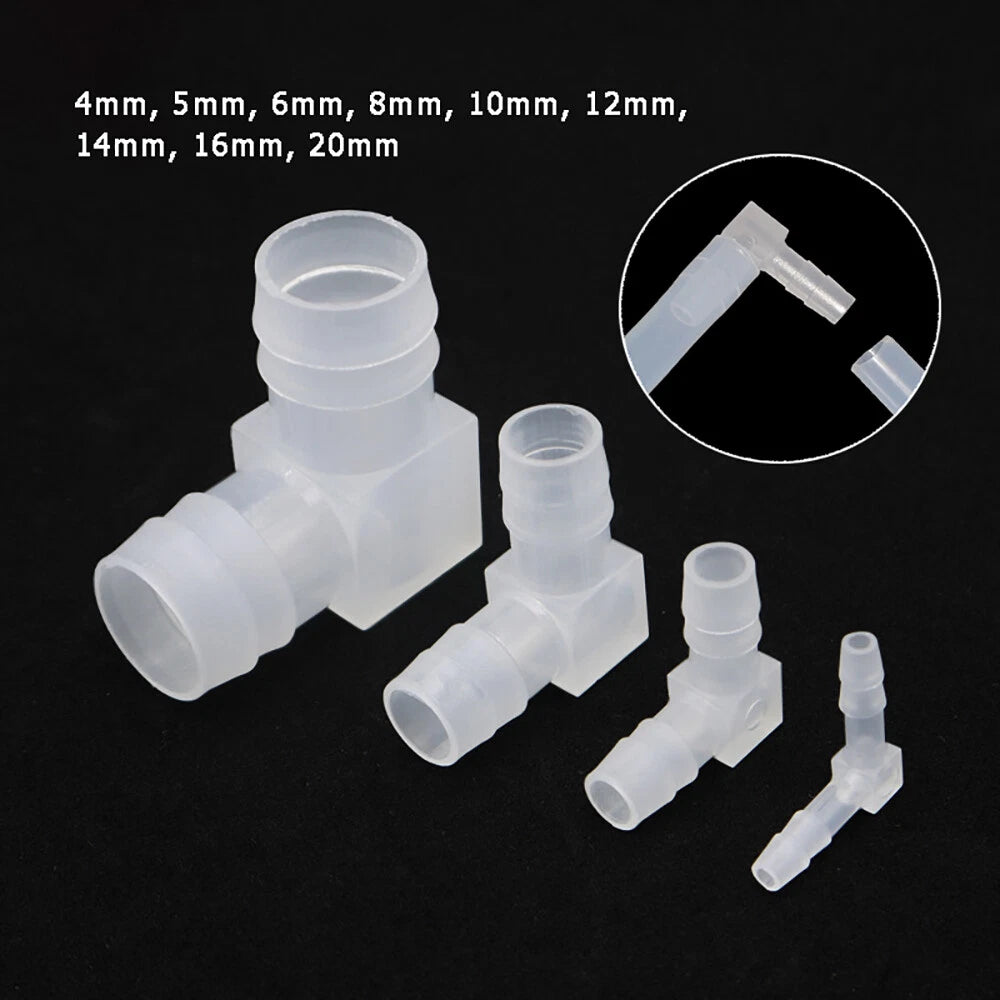 90° Elbow Barbed Hose Connector — Plastic Push-In Fitting for Air & Water Pipe 4mm–20mm