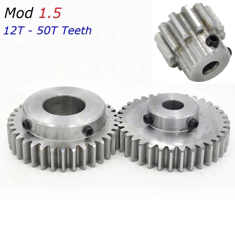 1.5M Mod 1.5 Spur Gear Motor Pinion Gears With Step 12T - 50T Teeth Bore 5-25mm