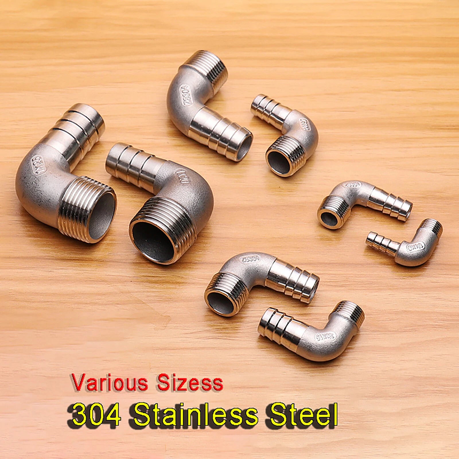 BSP 90° Elbow Barbed Hose Fitting — 304 Stainless Steel Pipe Connector