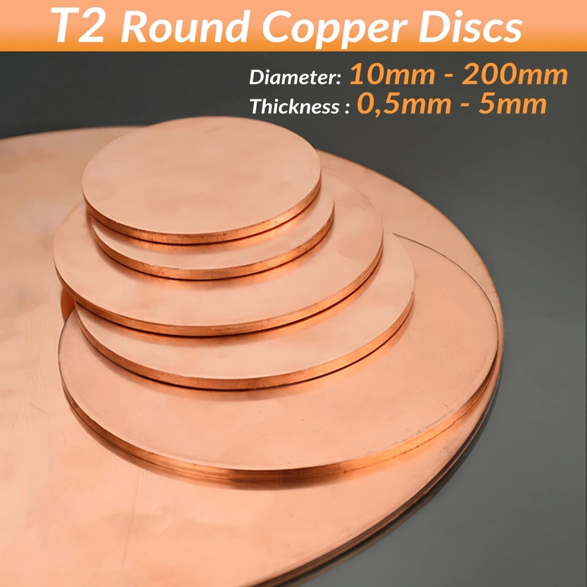 T2 Solid Pure Copper Discs Blanks Round Plate Metal Sheet 0.5 0.8mm - 5mm Thick - HomeDIYer
