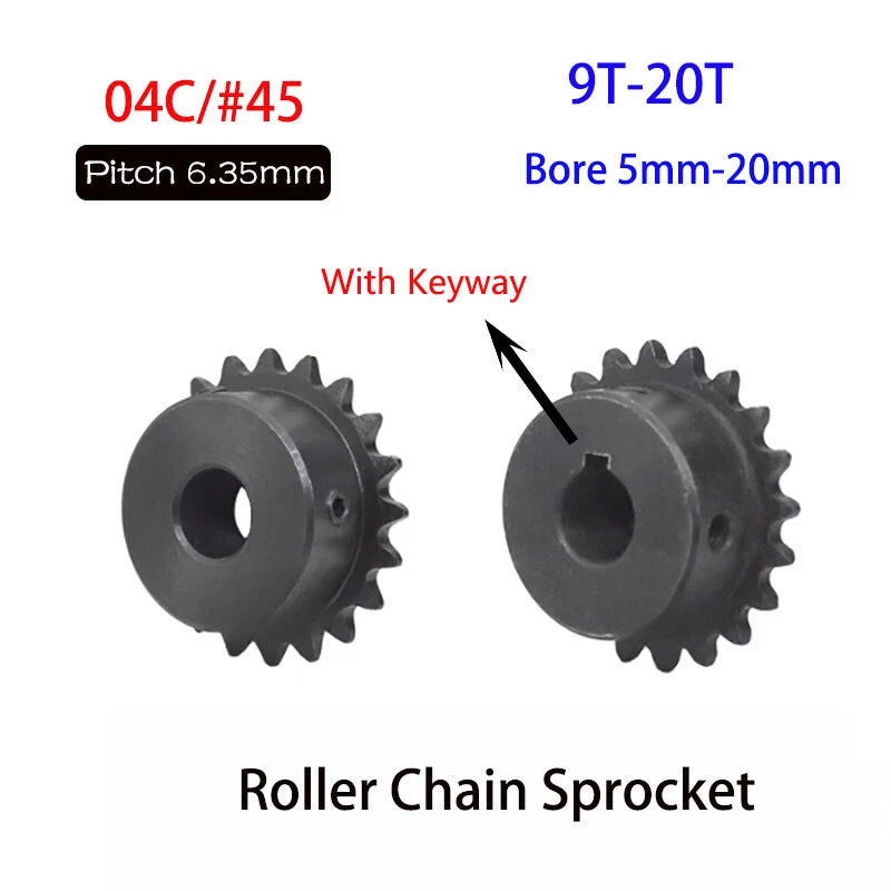 #45 Roller Chain Sprocket With Keyway 04C Sprocket 9T-20T Bore 5mm-20mm