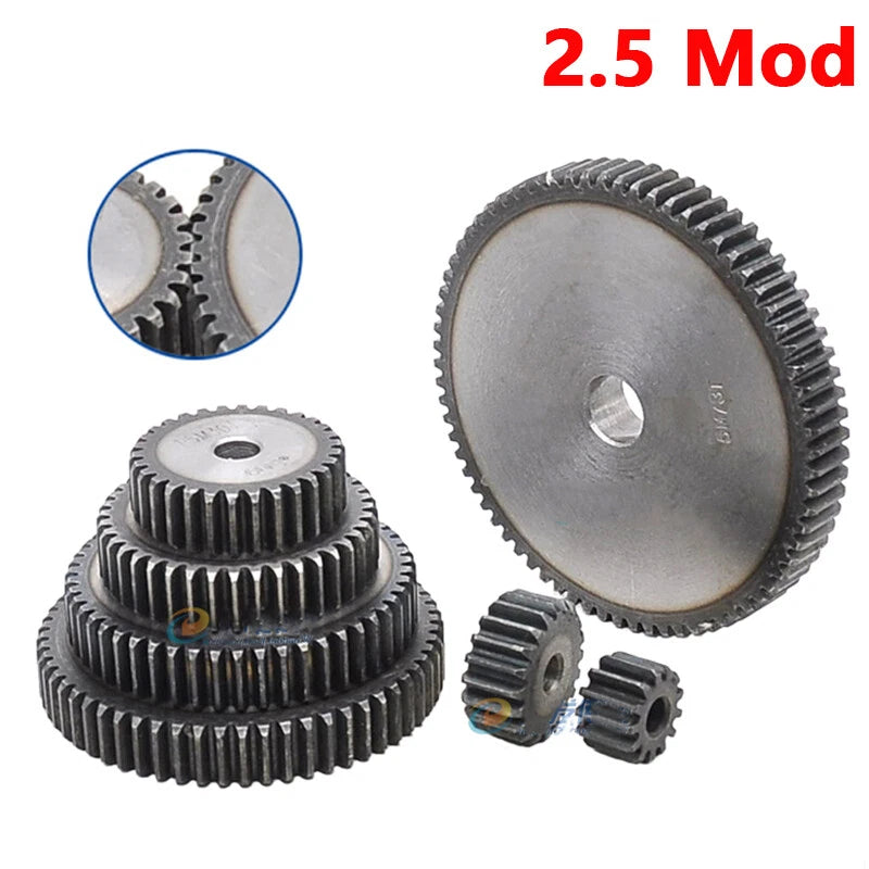 2.5Mod 10T-47T Spur Gear 45#Steel Thickness 25mm Motor Pinion Transmission Gear