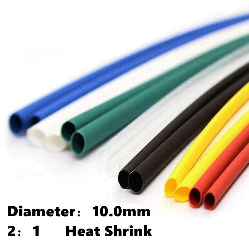 10mm 2:1 Heat Shrink Tubing – Electrical Wire Sleeving, 7 Colors