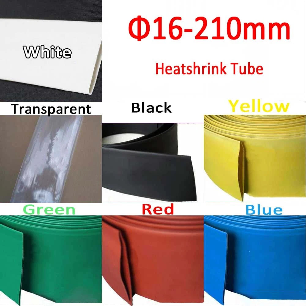2:1 Heat Shrink Tubing — Φ16mm to Φ210mm, Multiple Colors, 1M & 5M Lengths