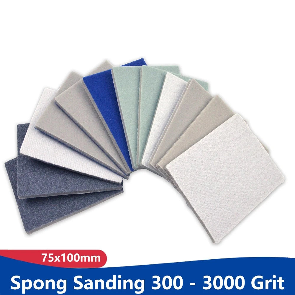 75x100mm Wet Dry Spong Sanding 300-3000 Grit Hook Loop Sandpaper Polishing Block