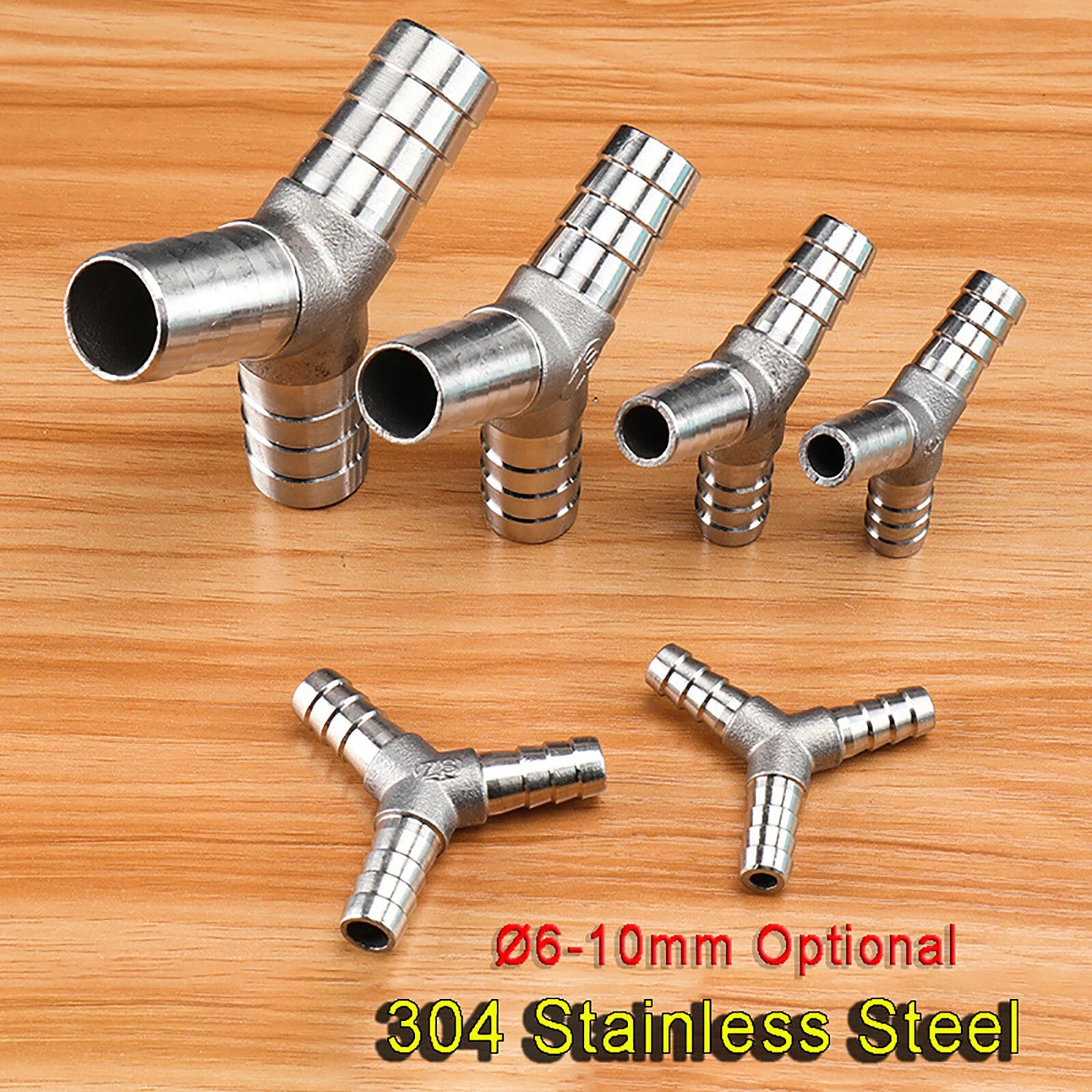 BSP Female Y Piece Connector | 304 Stainless Steel Barbed Hose Tail Fitting | Φ6mm–25mm