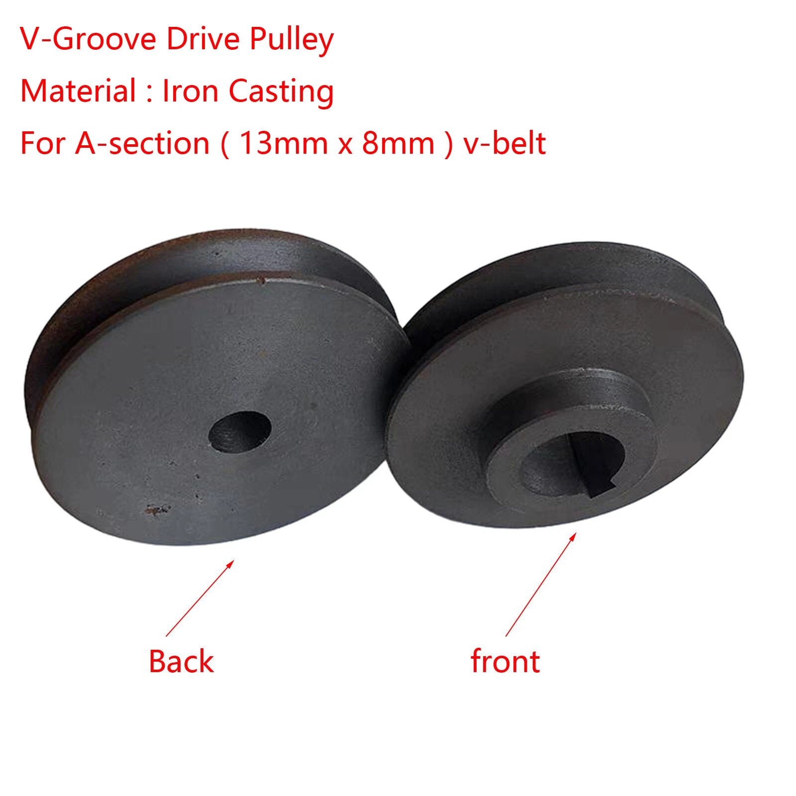 Iron Casting V-Groove Drive Pulley For A-Section V-Belt Pulleys OD 50mm to 150mm