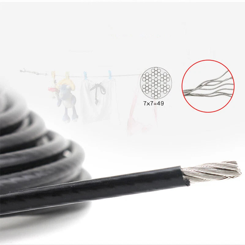 Stainless Steel Wire Rope Metal Cable Rigging PVC Plastic COATED 0.8,1,2,3,4,6mm