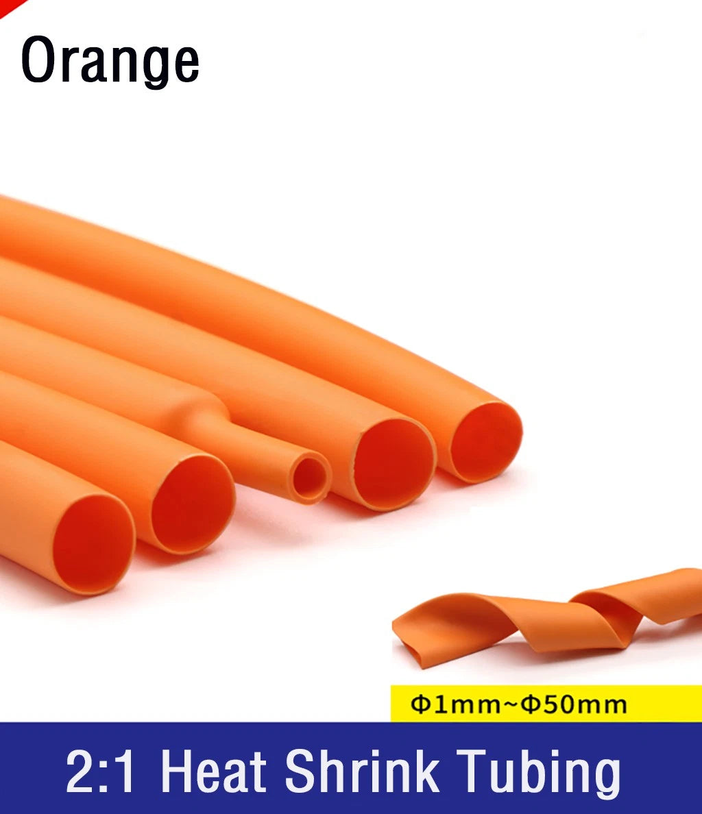 2:1 Heat Shrink Tubing Orange — φ1mm to φ50mm, 1m / 5m / 10m Lengths