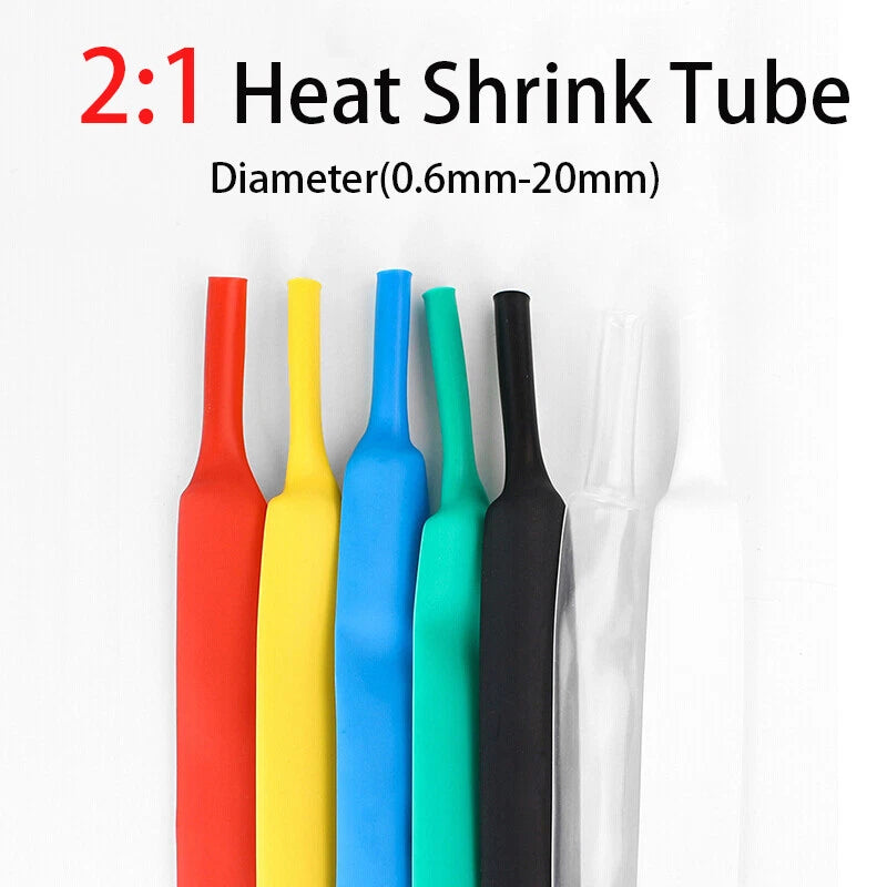 2:1 Heat Shrink Tubing — 0.6mm to 20mm, 7 Colors, Flame Retardant
