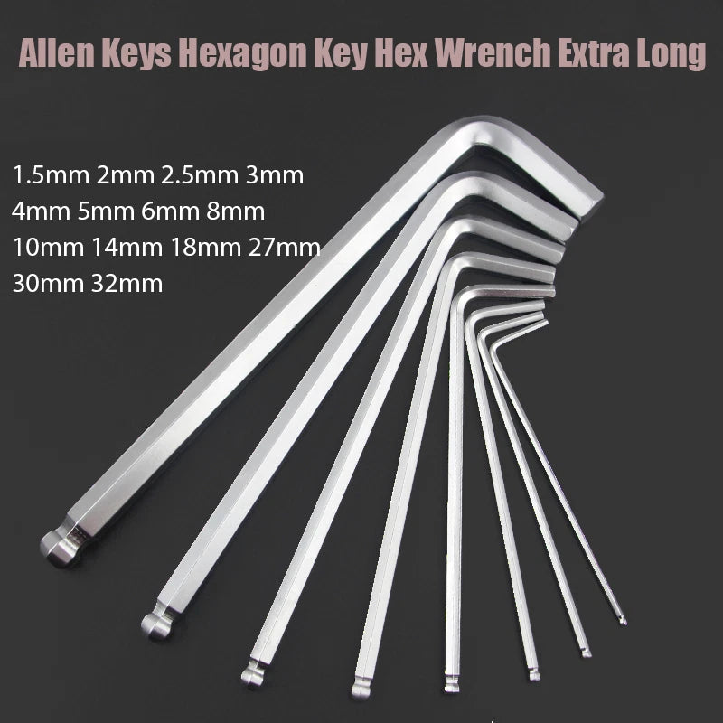 1.5-32mm Allen Keys Hexagon Key Hex Wrench Extra Long 4mm 5mm 6mm 8mm 10mm 14mm