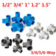 PVC 3 4 5 6-Way Elbow Connector Pipe Fittings 1 2" 3 4" 1" 1.2" 1.5" Blue White