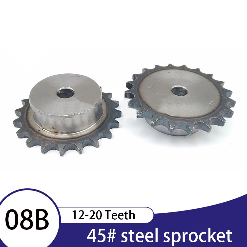 08B 45#steel sprocket Simplex Roller Chain Pilot Bore 1/2" Pitch Sprocket 12-30T