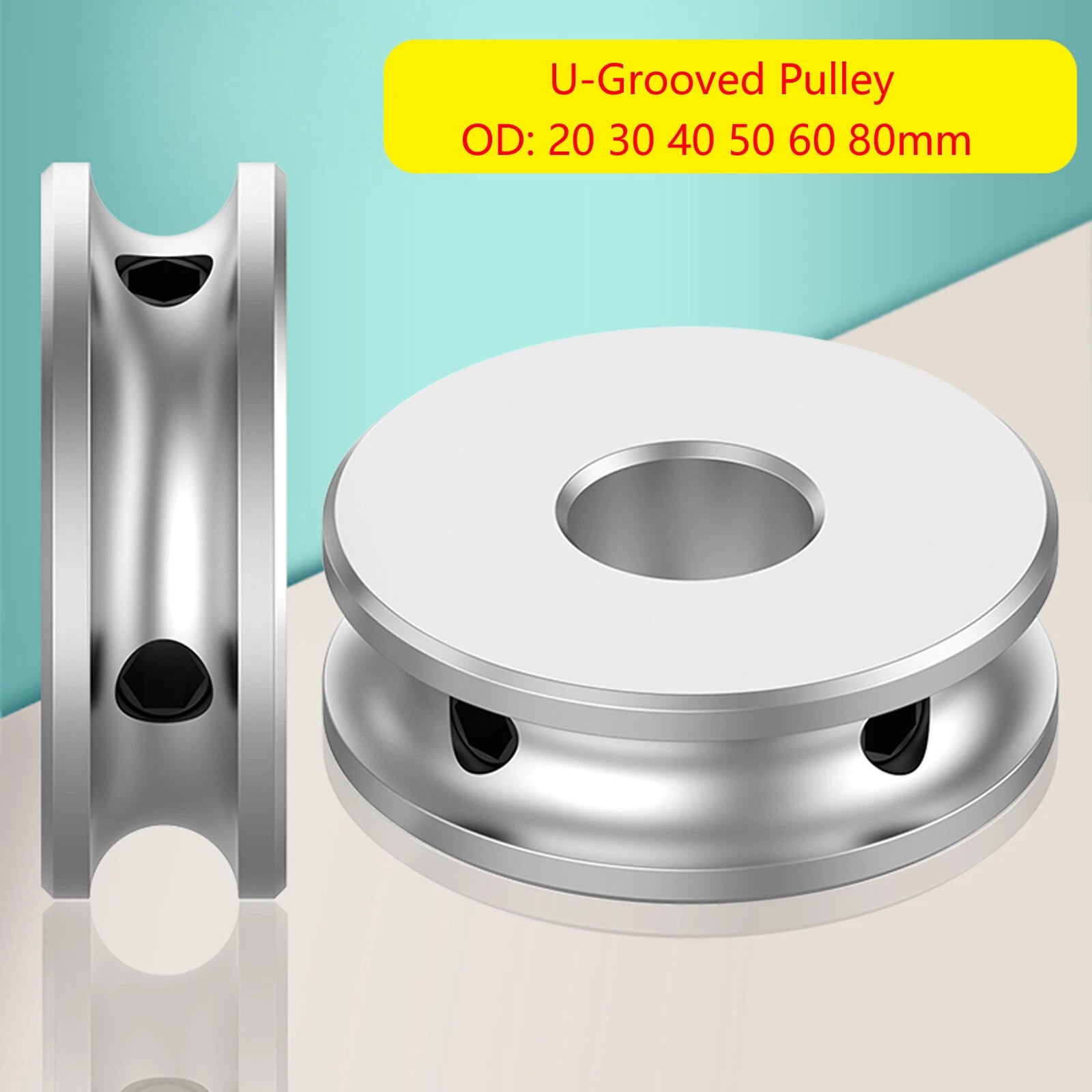 U-Grooved Pulley PU Belt Pulleys Aluminum Without Step Width 5/6/8mm OD 20-80mm